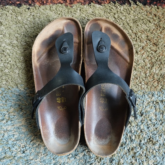 Birkenstock Gizeh Birko-Flor Black Thong Sandals Size 40 L9/M7 Boho Classic - Picture 3 of 9